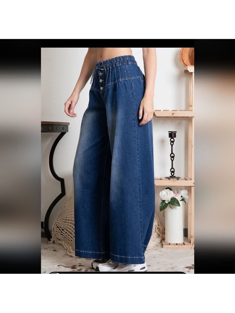 Blue Velvet Brand Dark Blue Wide Leg Jeans NWT XL - Picture 3 of 8